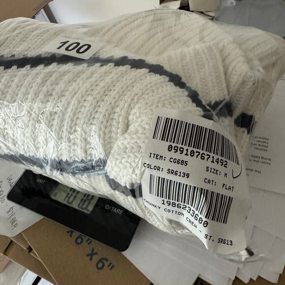 J.Crew Heritage Cotton Fisherman Crewneck Sweater WMNS M White Blue Stripe Knit - Picture 6 of 6